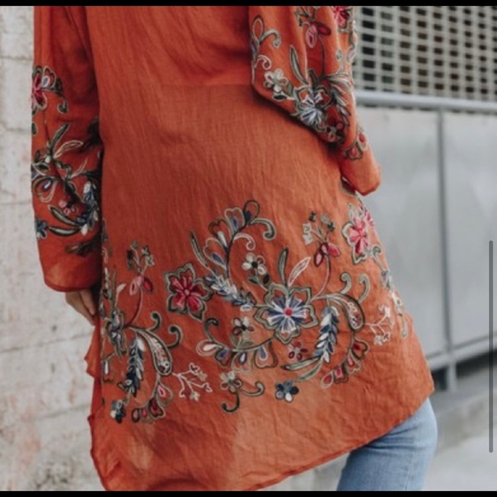 Deep Orange/Rust Kimono Cardigan - Picture 3 of 5